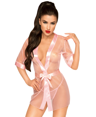 Peignoir et ceinture satinée Rose Midnight mirage 